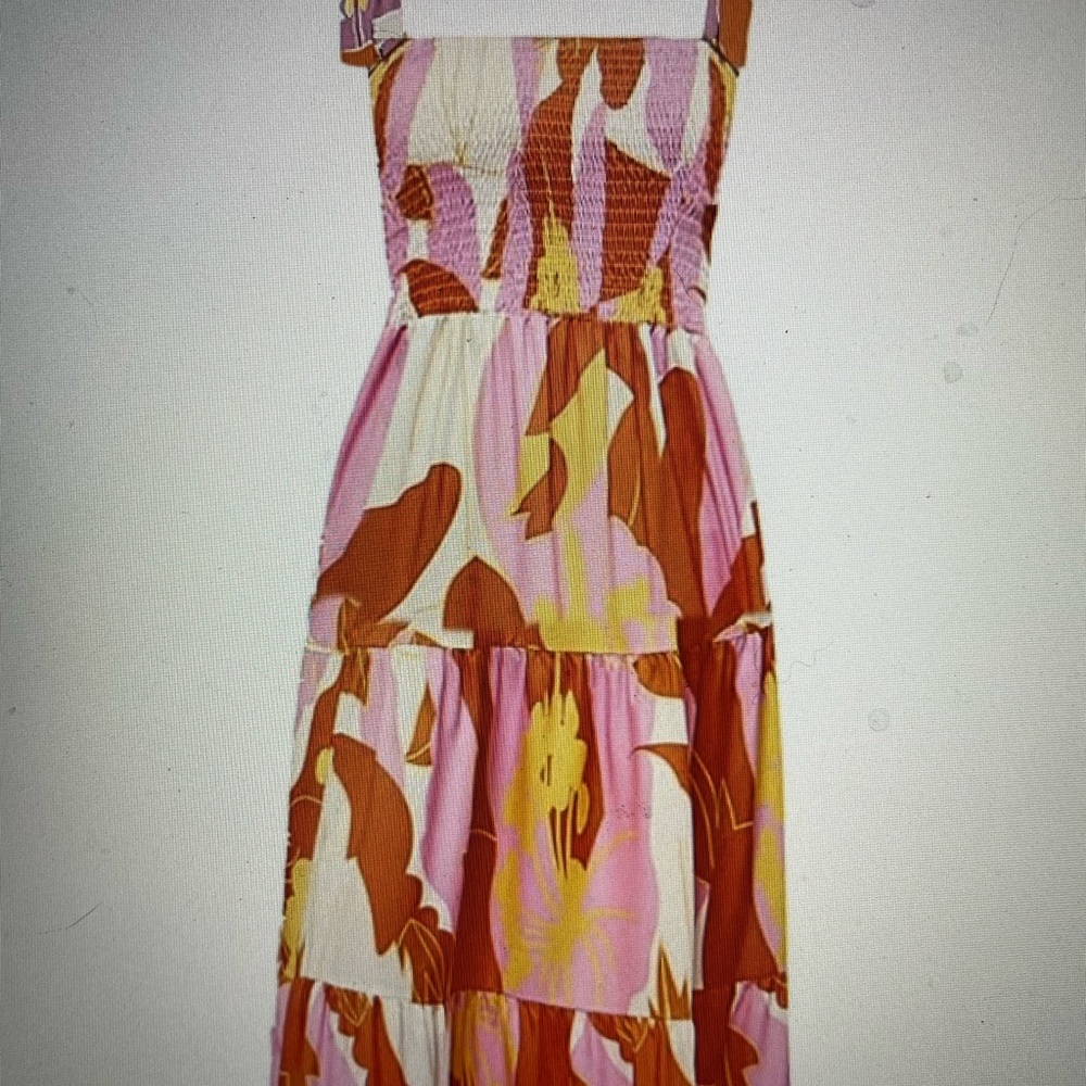 Floral Pink and Orange Women's Maxi Dress
